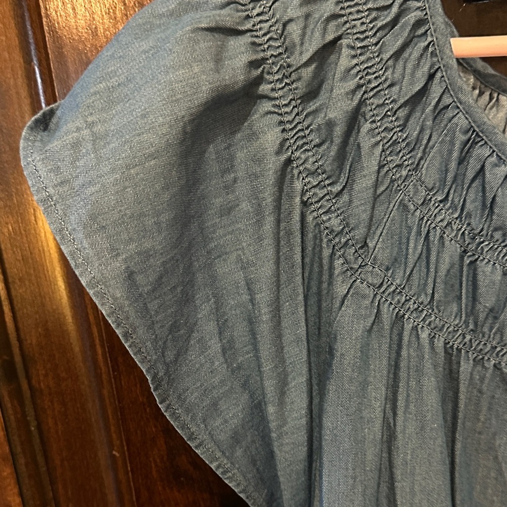 Crewcuts Denim Blue Gathered Blouse